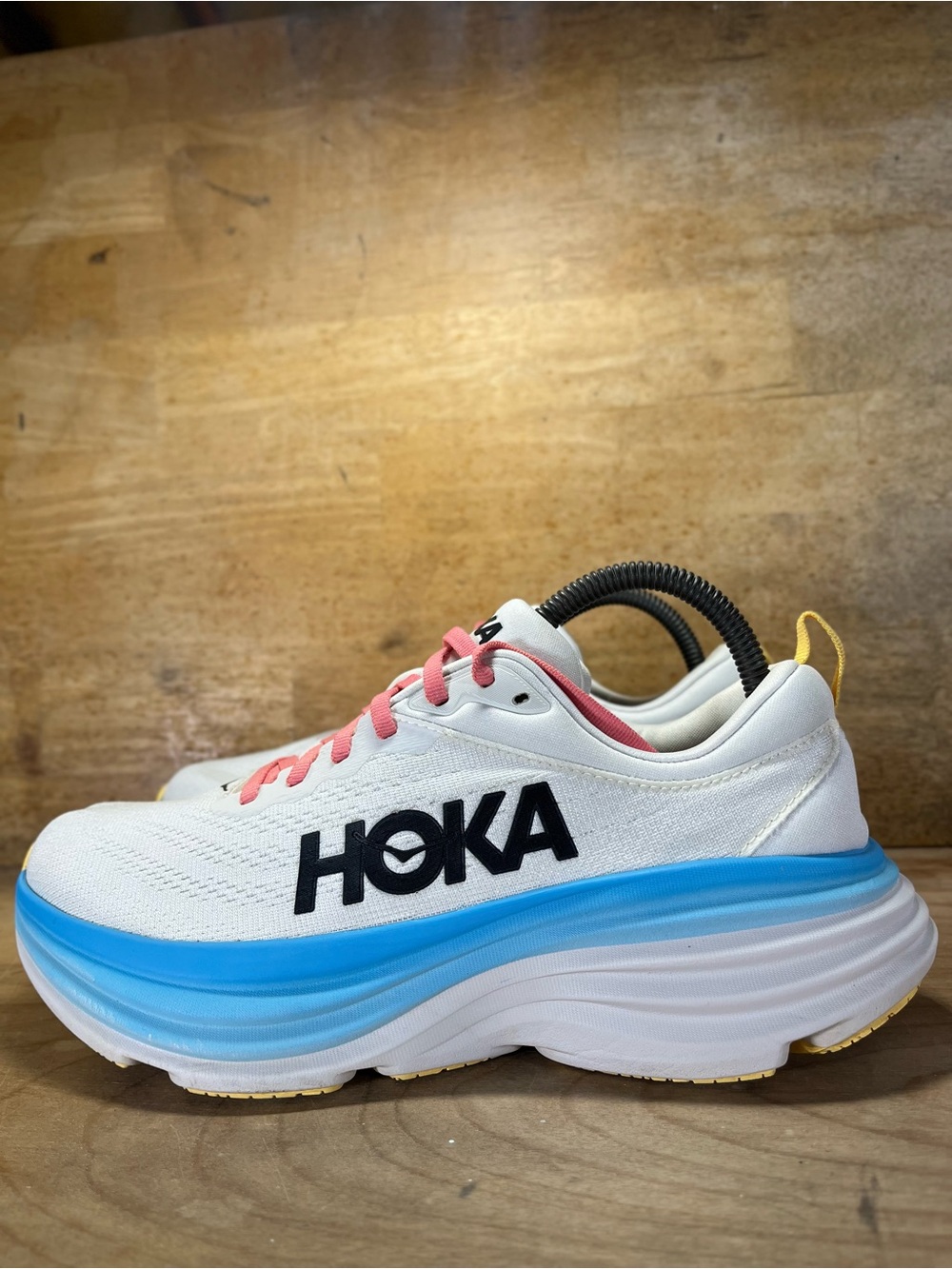 Hoka One One Bondi 8 REFLECTIVE Womens Sz 8.5 Running Shoes Sneakers White Blue - Picture 5 of 13